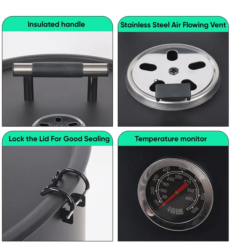 multifunctional outdoor 3 layer oil drum charcoal upright barrel smokers grill vertical 18 inch barrel smoker