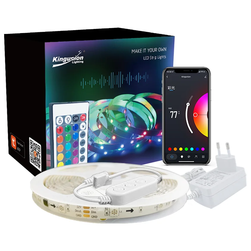 TUYA Wifi App Control RGB Strip Kit Music Sync Voice Control 5050 3M 5M 10M Waterproof TV Backlight RGBIC Smart Strip Lights
