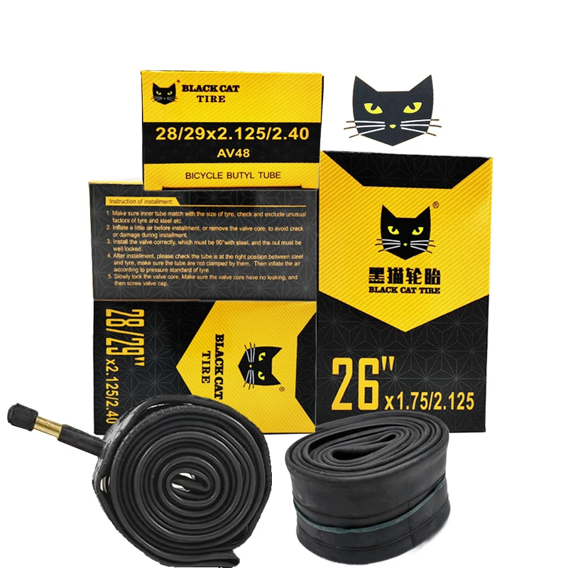 2024  BLACK CAT 12/14/16/18/20/22/24/26/27.5/29 inch inner tube color box Thickened Butyl Rubber bicycle inner tube for bicycle