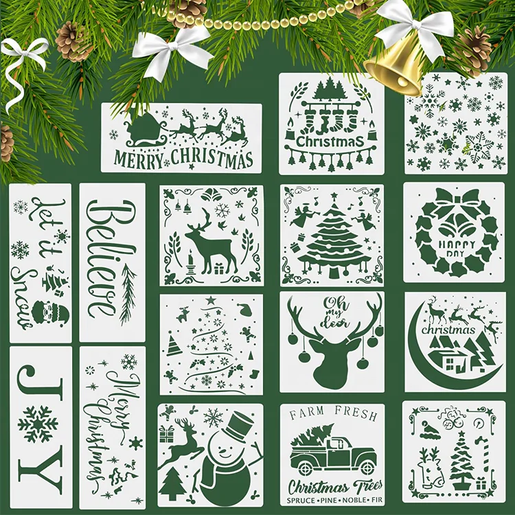 Пластиковые трафареты, многоразовые рождественские шаблоны, знак крыльца, трафареты для рисования по дереву