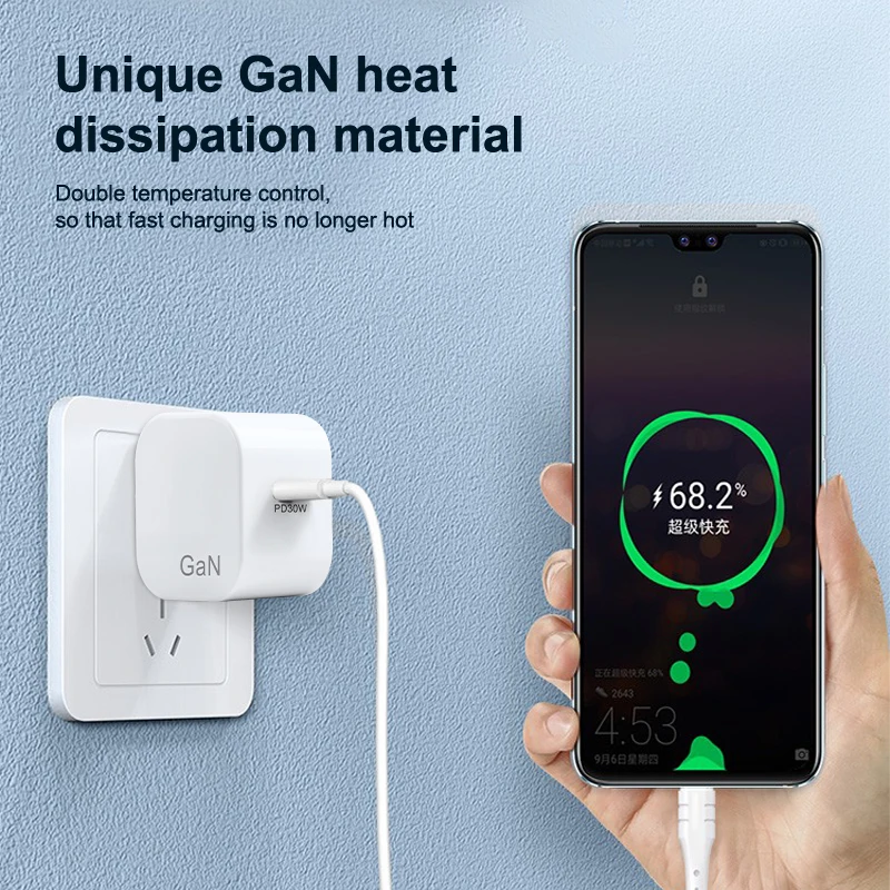 Ган технологии 30 Вт мини стены USB зарядное устройство для мобильного т