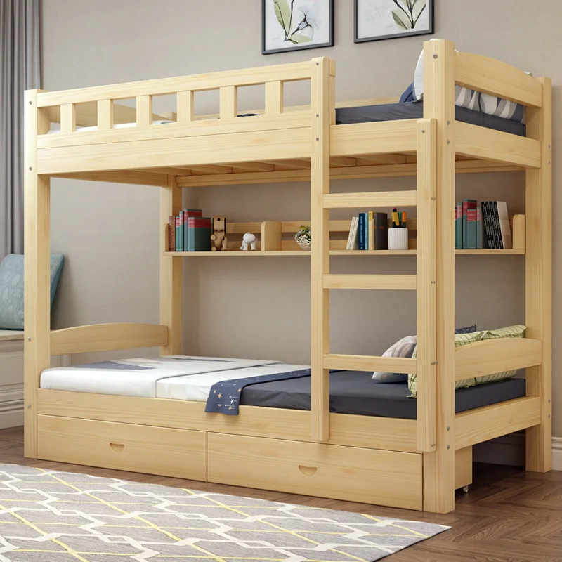Fatong High Quality And Durable Kindergarten Wooden Bunk Bed Children Double Wooden Bed For Sale