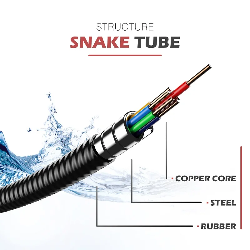 Endoscope Snake Camera with 4.3inch IPS Display 5m Waterproof Gooseneck Borescope Cable 8LEDs with 2600mAh 1080P Waterproof Lens