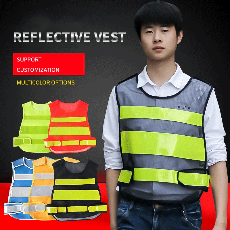 outdoor eco friendly yellow orange high visibility work police security reflective safety Press vest