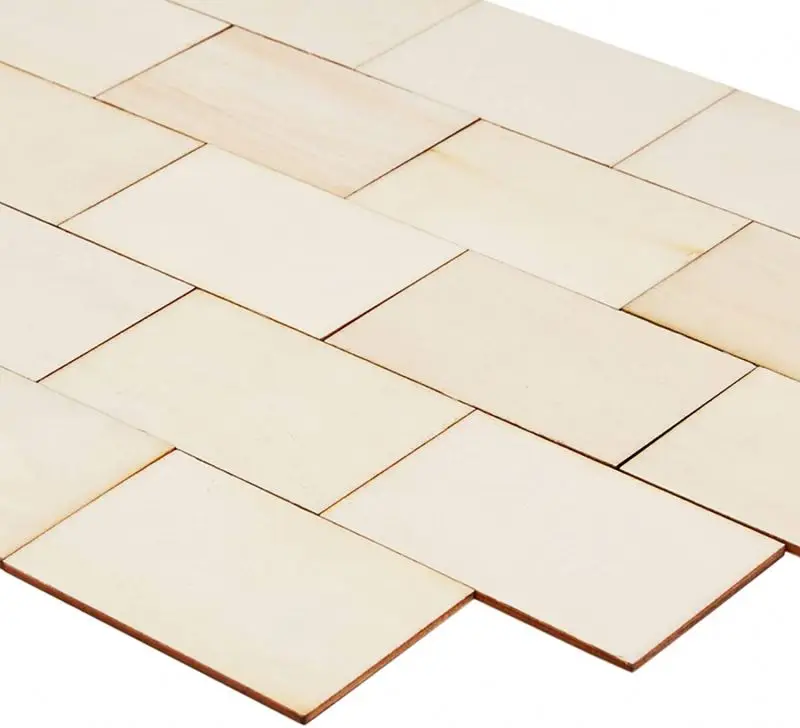 Custom Size Unfinished Rectangle Round Corner Wood Slice Wooden Cutout for DIY