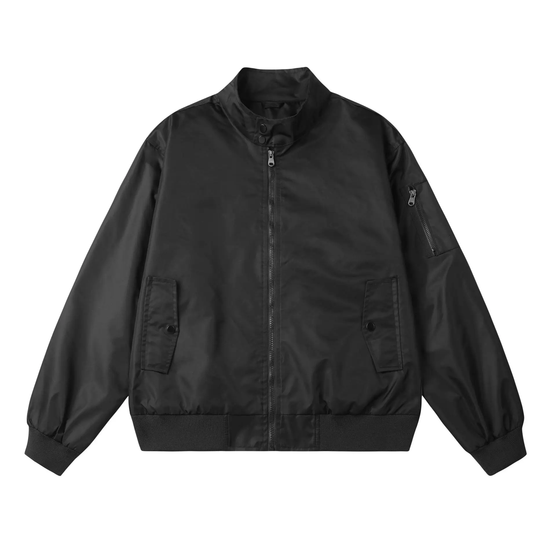 Aoyema OEM Wholesale Spring Autumn Stand Collar satin Bomber varsity jackets Wholesale streetwear Jacket Baseball Zip-up Coats