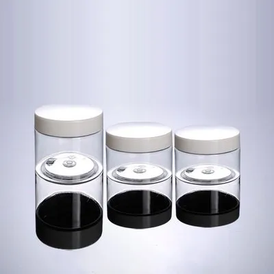 Empty Cosmetic Packing 120 ml Wide-Mouth Bottle With White Black Cap PET 120 G Transparent Cream Jar