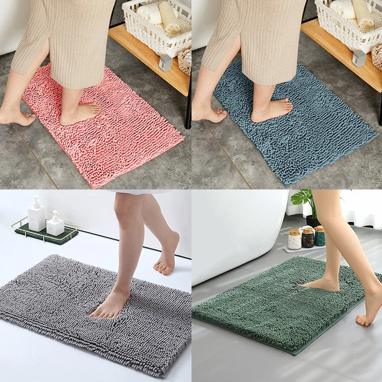 CX water absorbent non slip shaggy microfiber chenille bath mat for bathroom rug