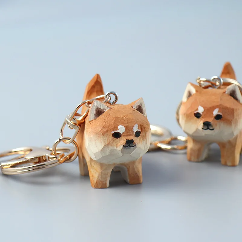 Carved Orange Cat Keychain Cat Hanging Cute Puppy Dog Pendant