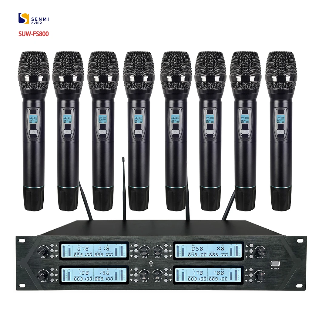 SUW-FS800 Professional 8 Channel Wireless Microphone System UHF Conference Microphone For Karaoke/Speech/Singing