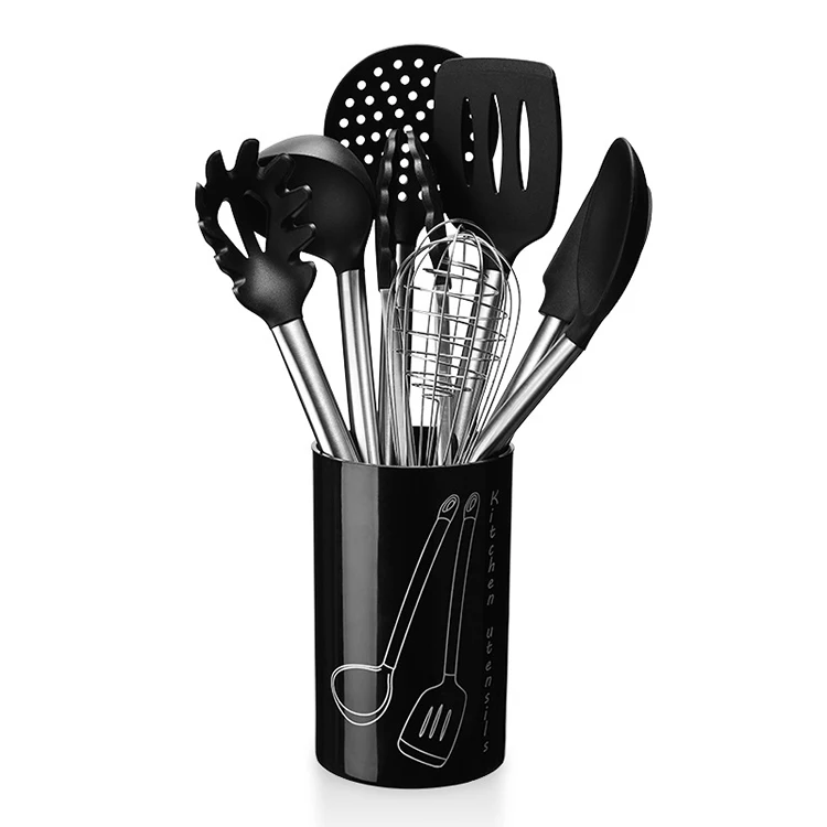 Best Selling Products Kitchen Accessories Set Non-stick Cooking Equipment 9 Pcs Silicone Spatula Soup Spoon Colander Shovel Tong