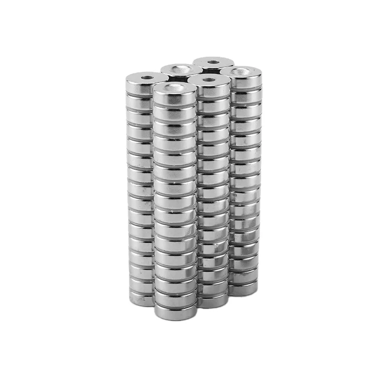 Sell by Pairs Strong Neodymium Disc Rare Earth Magnets with Hole for Kitchen Cabinet Tool Storage Office N52