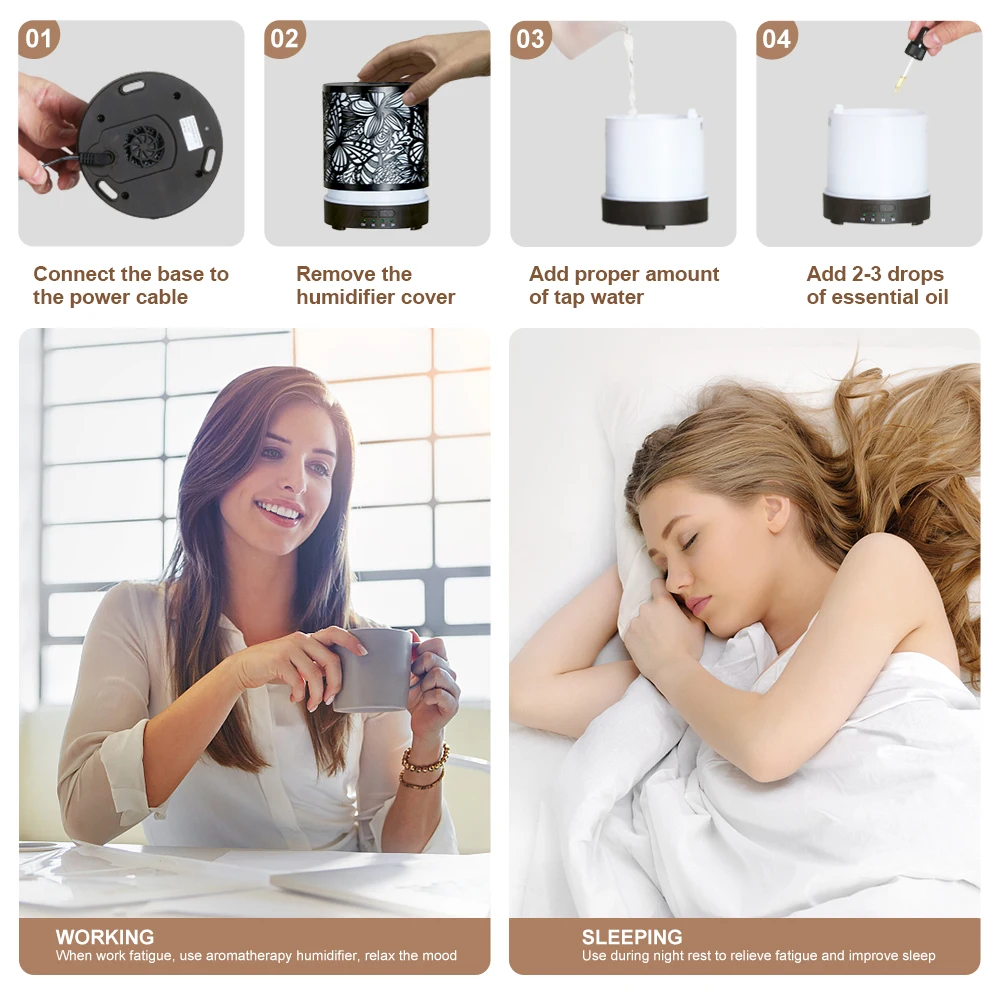 Butterfly Aroma Diffuser with seven Lights and Night Light Feature