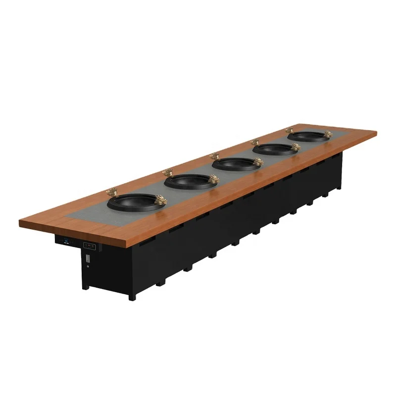 Мраморная столешница Ресторан непригорающий бездымный противень столовая горячий горшок длинный стол для пяти