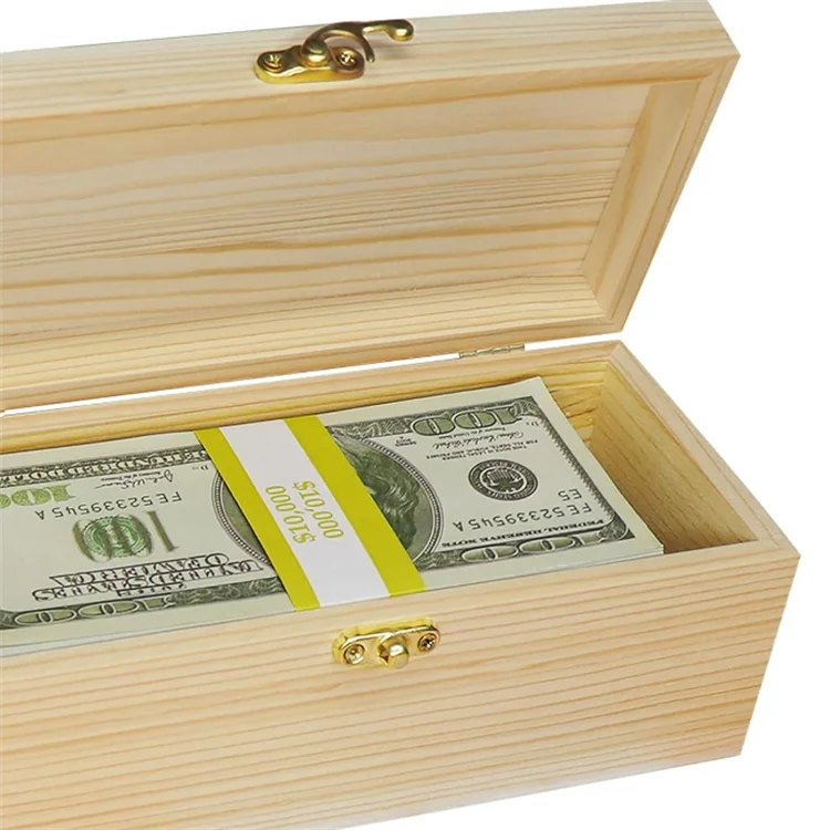 High Quality Portable Single Compartment Piggy Bank Wooden Cash Box Wooden Money Box With Lock