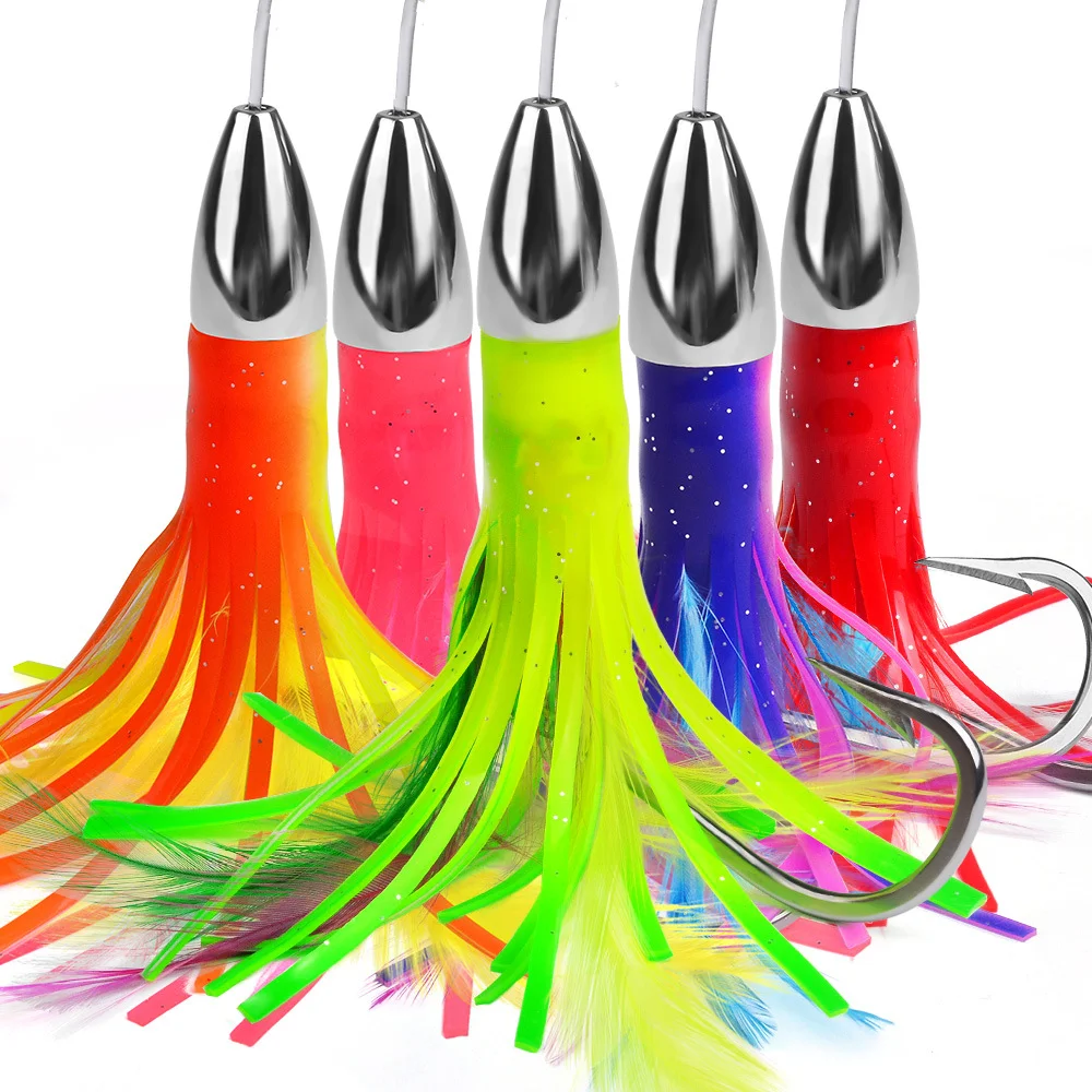 5.9in 15cm/48g zine alloy metal head squid trolling lures big game trolling lures tuna fishing marlin bait