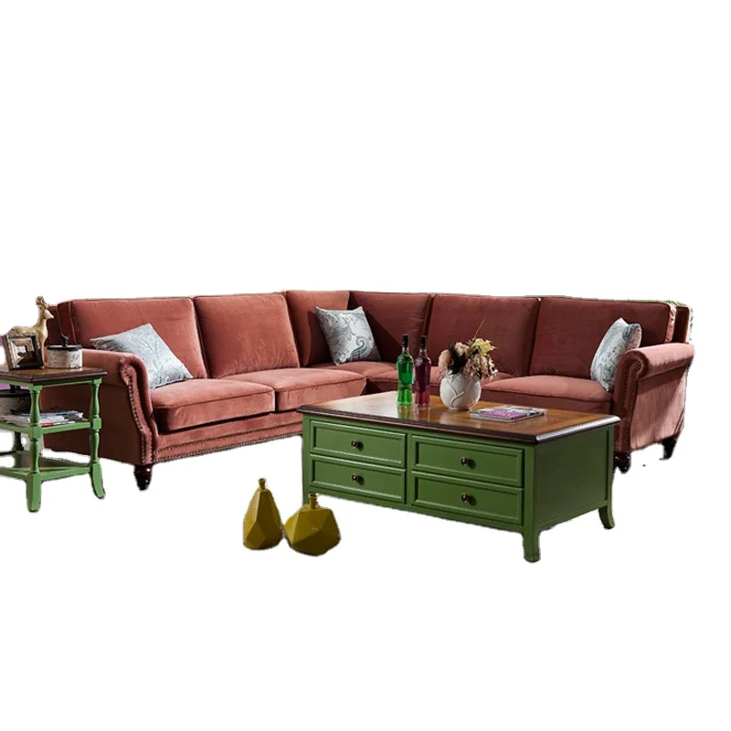 American style sectional sofa set design red colors