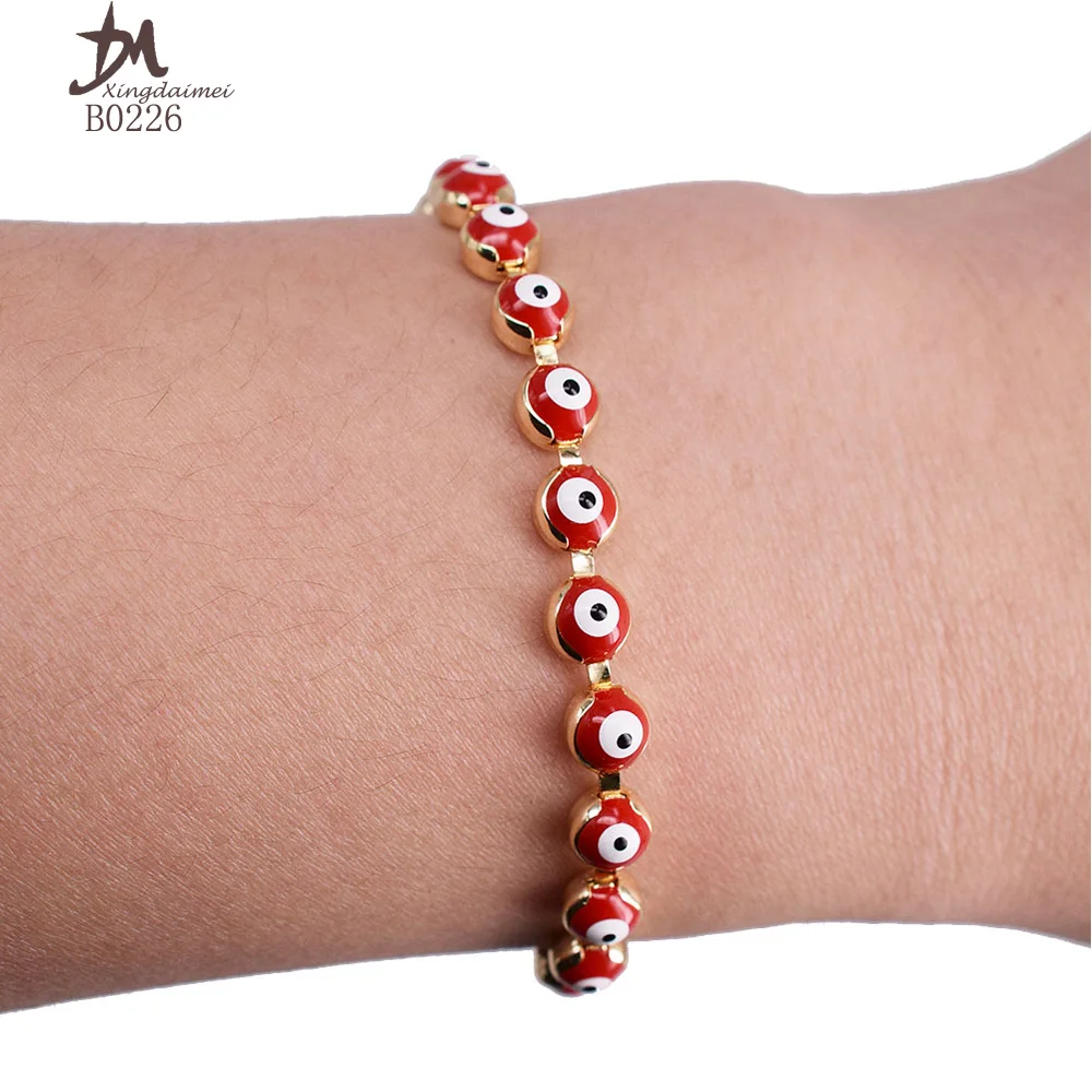 
B0226 Wholesale latest design bracelet bangle high quality 18K Real Gold plated Red eyes eye bracelet 