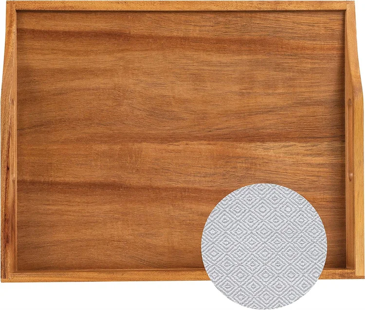 large Wood Bed Tray Lap Desk with Detachable Cushion, Serving Tray