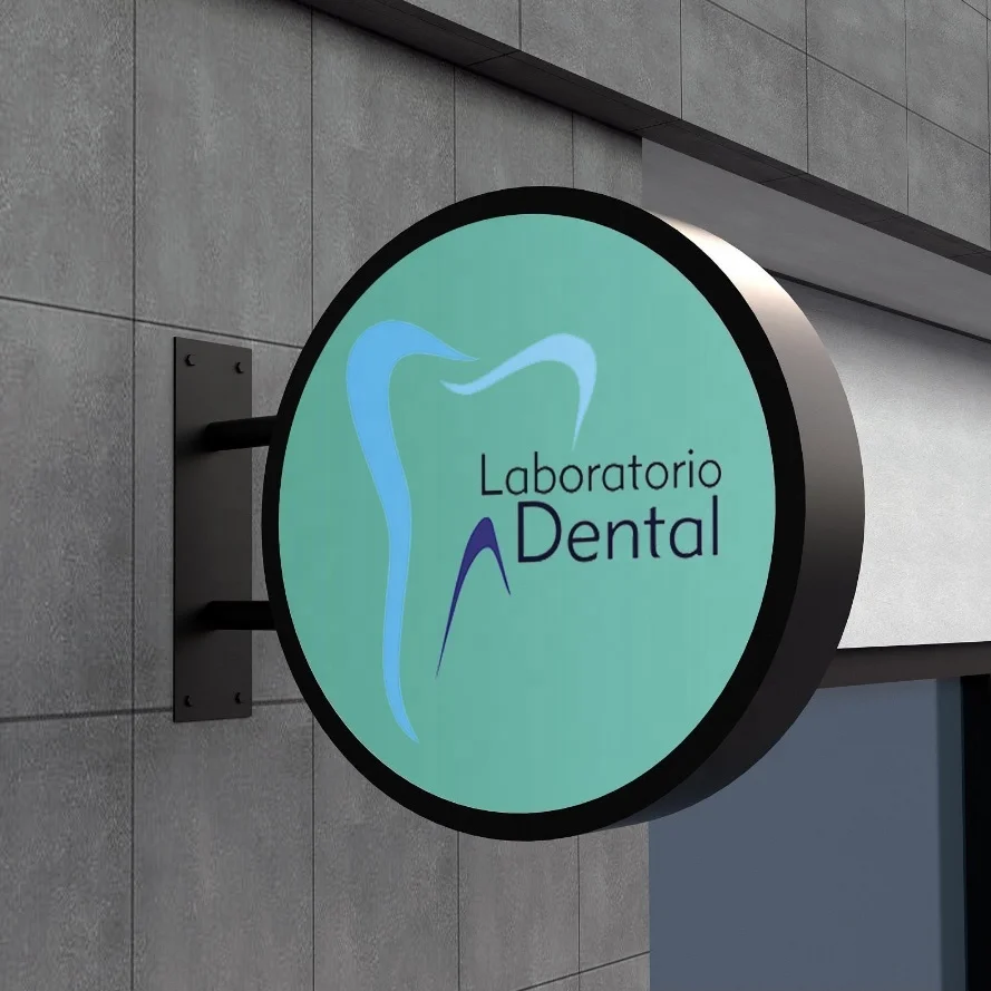 Custom Logo Storefront Blade Sign Wall Mounted Round Shop Sign Store Name Double Side Metal Sign