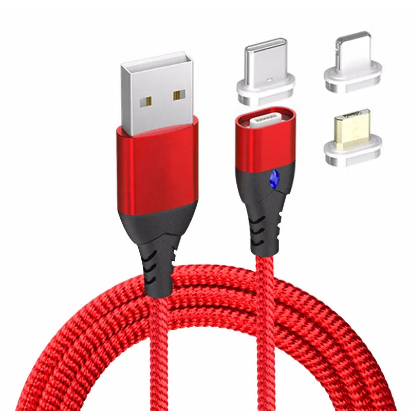 Factory Magnetic Micro Type C 8Pin 3 In 1 Compatible Quick Charging Cell Phone Braided Magnet Usb Cable