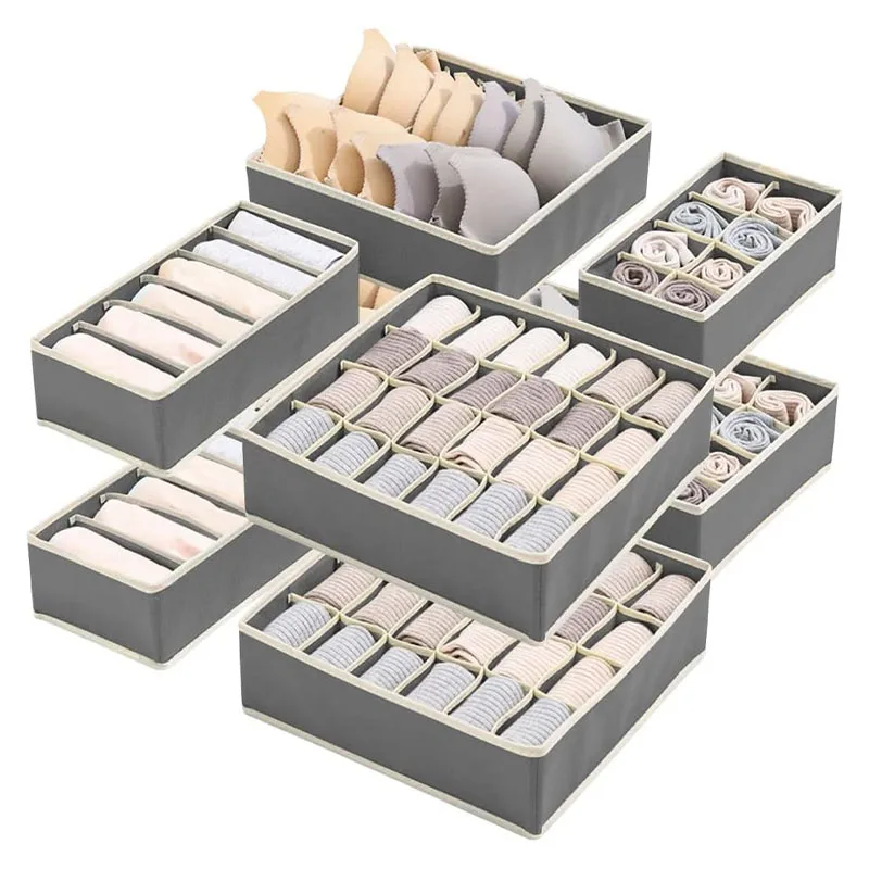 Drawer Underwear Storage Box Divider 4 Pieces Fabric Foldable Dresser Organizers Storage