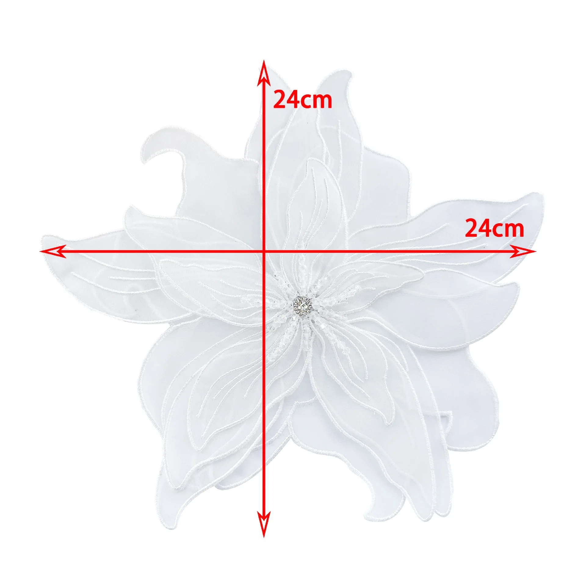 PE506 hot selling 3D embroidery flower brooch Organza 4 layers flower patch for dress