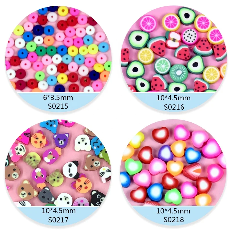 25PCS/Bag Hot Selling Educational Polymer Clay Loose Beads Fruits Animals Love Abacus Clay Chip Disk Beads For DIY Jewelry