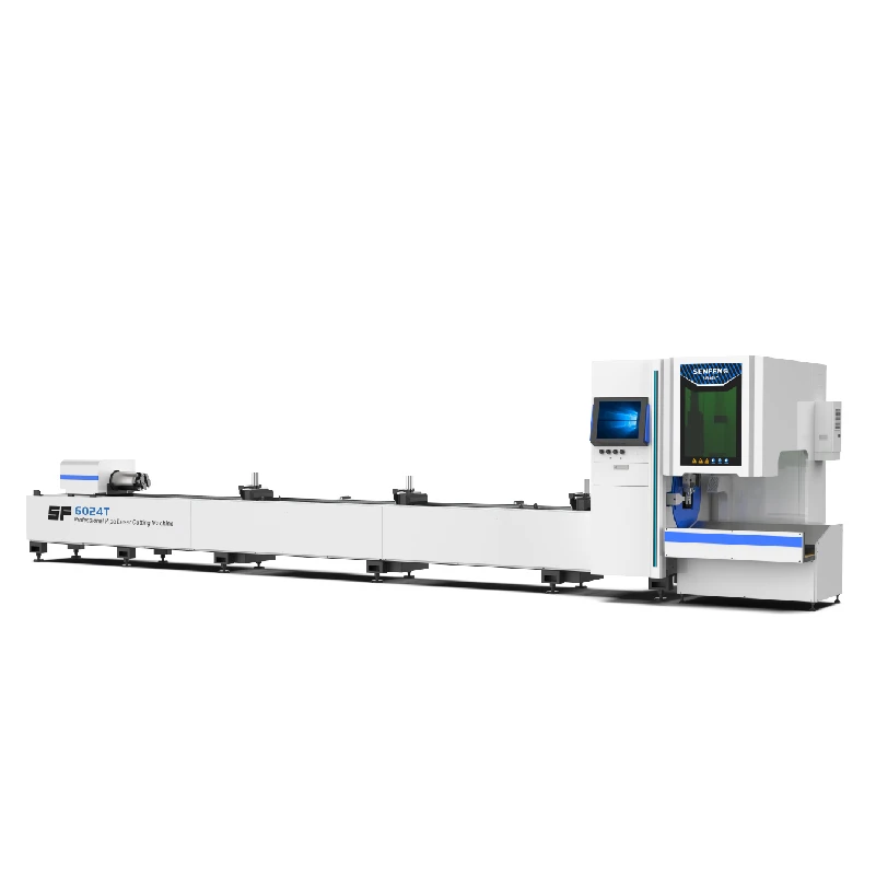 SENFENG two chuck metal pipe, fiber laser metal tube cutting machine movable head for sale