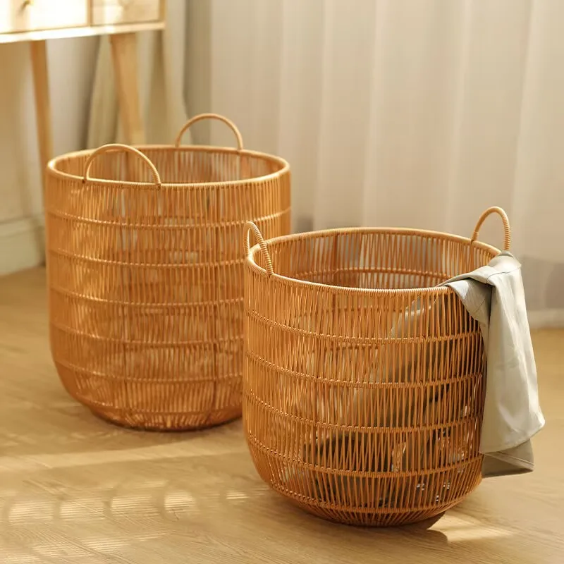 Rattan waterproof laundry basket Laundry storage basket Bedroom bathroom laundry basket