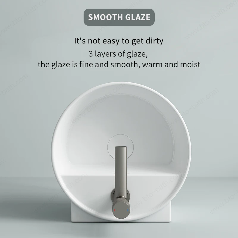 BTO Round Oval Modern Design small size ceramic basin bowl Bathroom wash basin wall hung sink ceramic basin