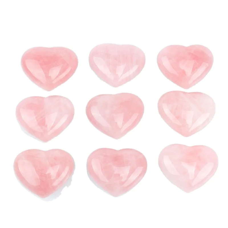 Love Gift Carved Healing Crystal Stone Quartz Heart Puffy Heart Shape Natural Wholesale Gemstone Rose Feng Shui Souvenir Neutral