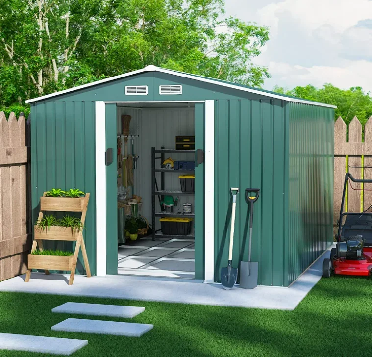 S&H  Modern 8*10ft shed Waterproof Portable Outdoor Tool Storage House resin Garden Shed with Lockable Door and Vents
