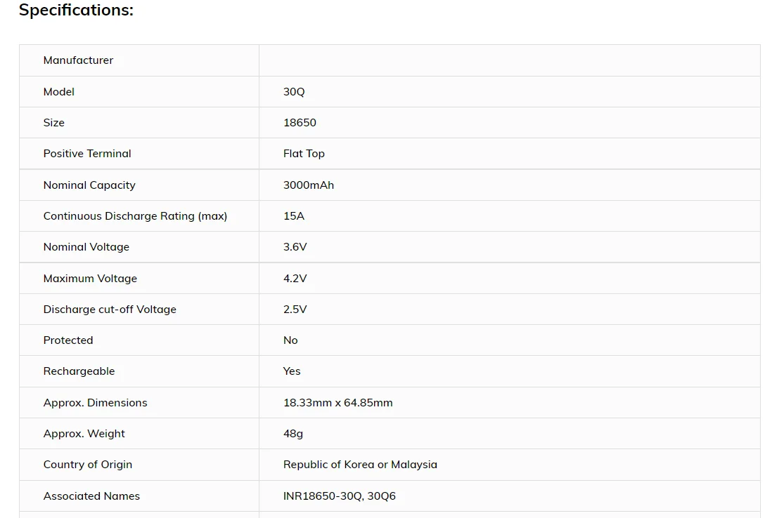 18650 Battery 3000mah 30Q 3.6v Lithium-ion Rechargeable Battery for Samsung INR18650 30Q 15A original scooter e-bike battery