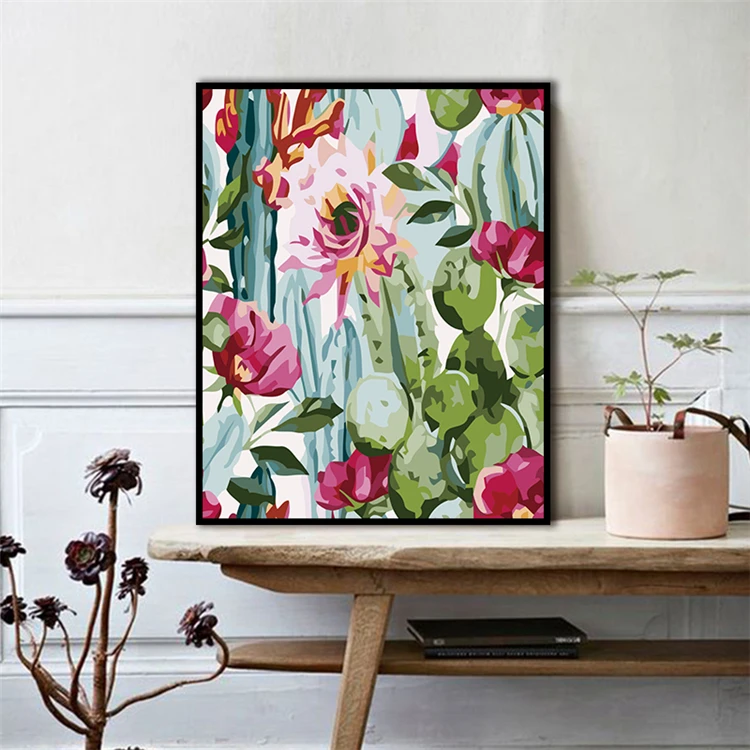 Wholesale Price Cactus Painting Canvas Cactus Oil Painting By Numbers