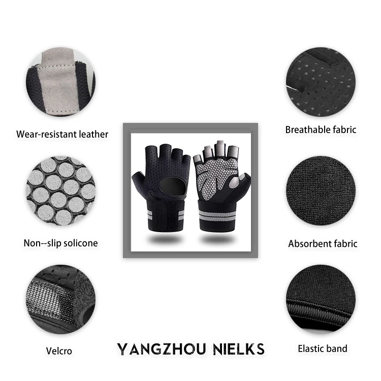 Outdoor Aerobic Protective Customized Compression Fitness Weight L Leather Gym Gloves Excellent Friction