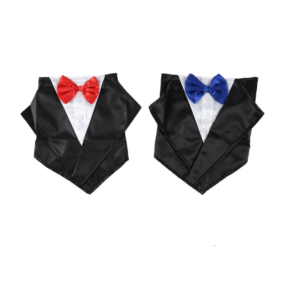 British Wedding Suit Dog collar gentleman bow tie red blue Bow dog scarf Big dog decorative saliva towel