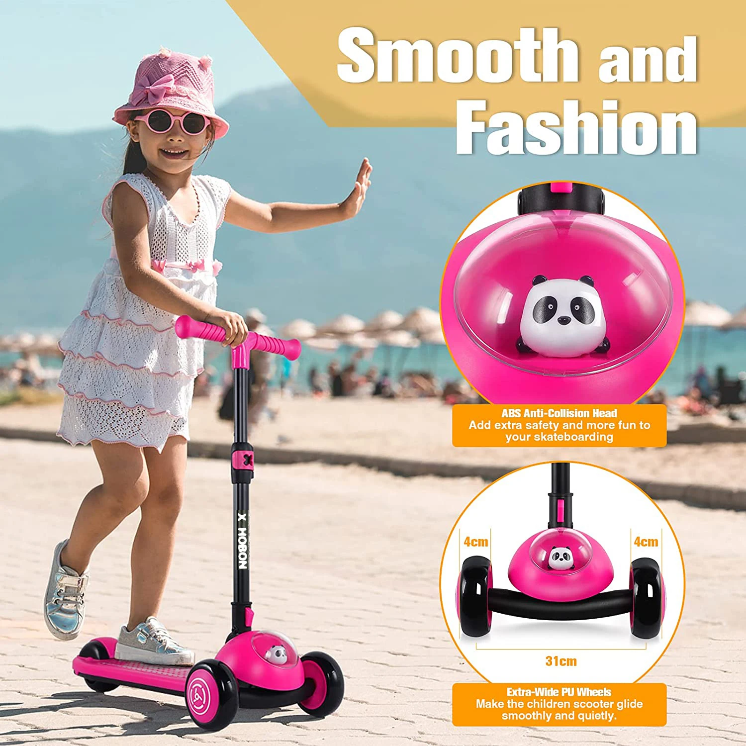 Hot sell 2 in 1 Scooter Kids Cute kids scooter 3 wheel folding children scooter with Led Light