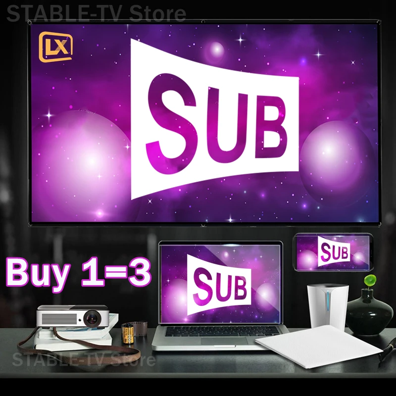 SUBTV Lxtream, стабильный список, подписка на IPTV с 1 на 3 устройства, экран Smart TV, Android, ТВ-приставка, бесплатный тест, M3U IPTV-приставка