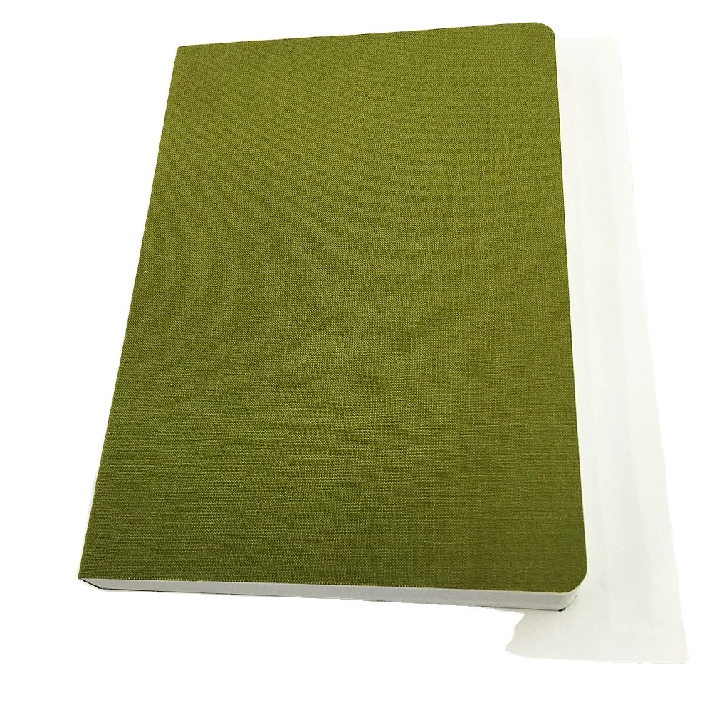 LABON Wholesale Notebooks Vegan Leather Linen Cloth Fabric Gratitude Journal Dotted Paper Notebook