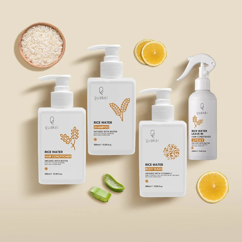 Qquaker Private Label Rice Water Shampoo Set With Conditioner Paraben Free Body Wash For Hair Antibacterial Method