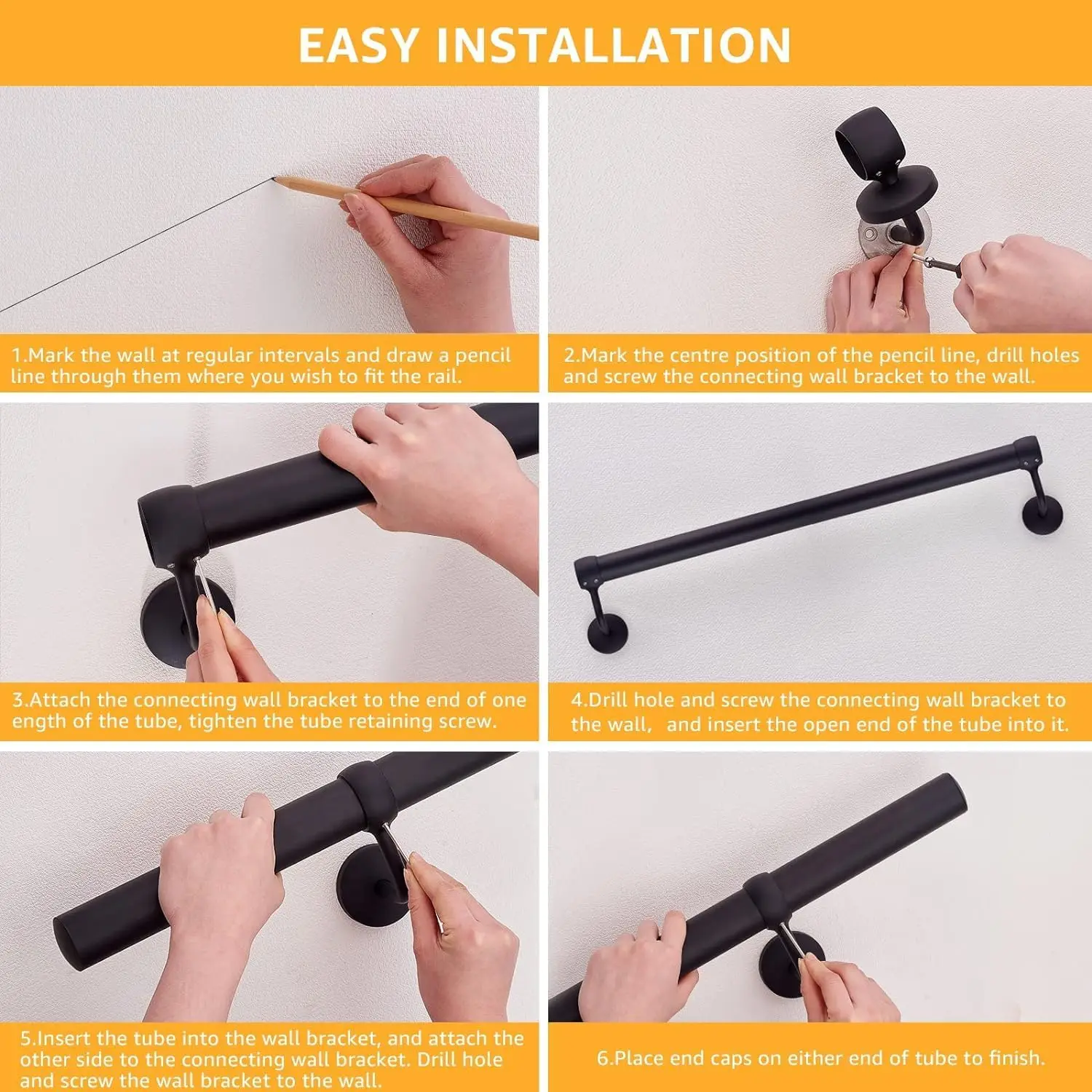 Spigot 2205 steel handrails with tempered glass fence panel for swimming pool frameless glass handrail black steel