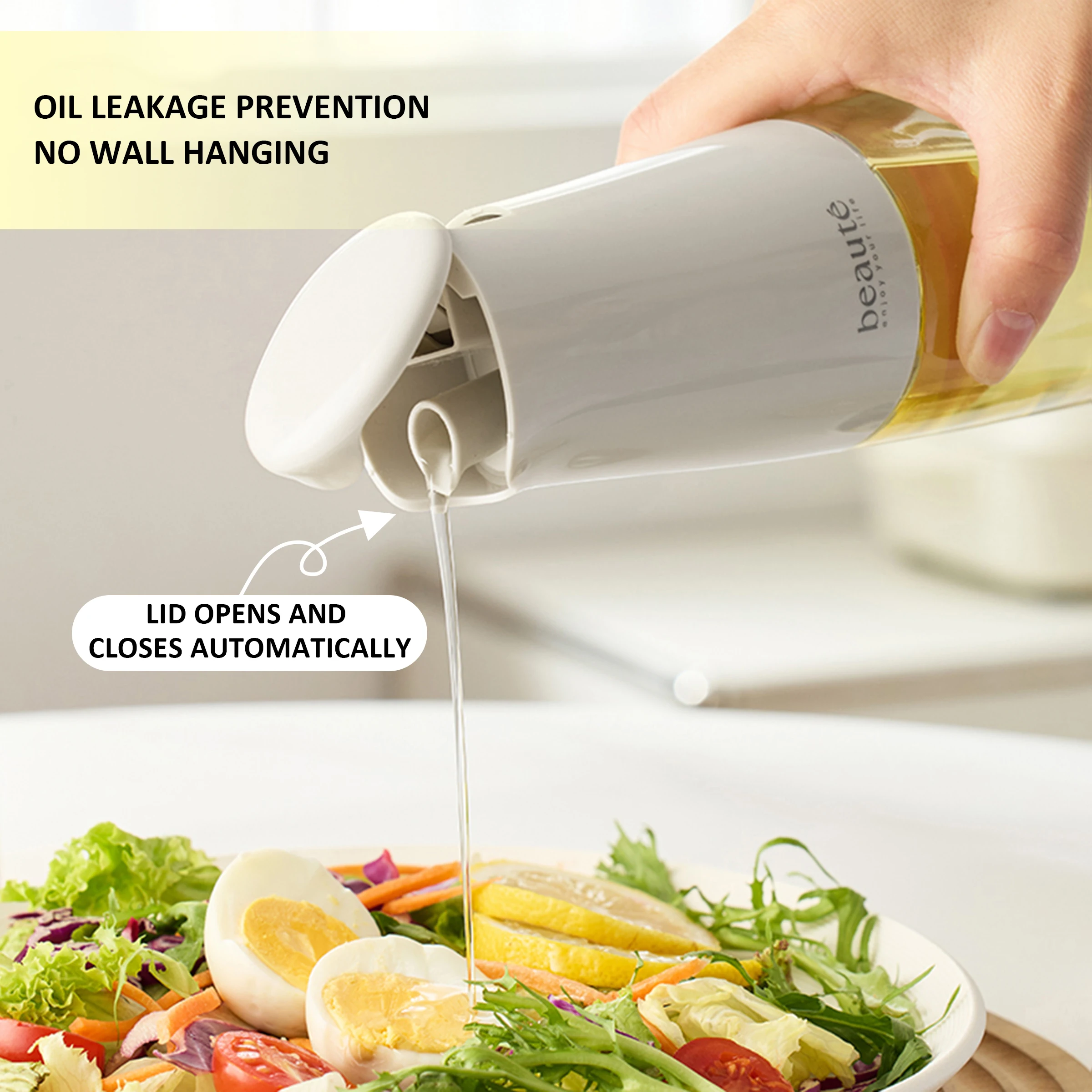 Горячее использование для домашнего использования автоматическое открытие и закрытие гравитационный стеклянный масляный горшок с крышкой бутылка приправы уксуса масла