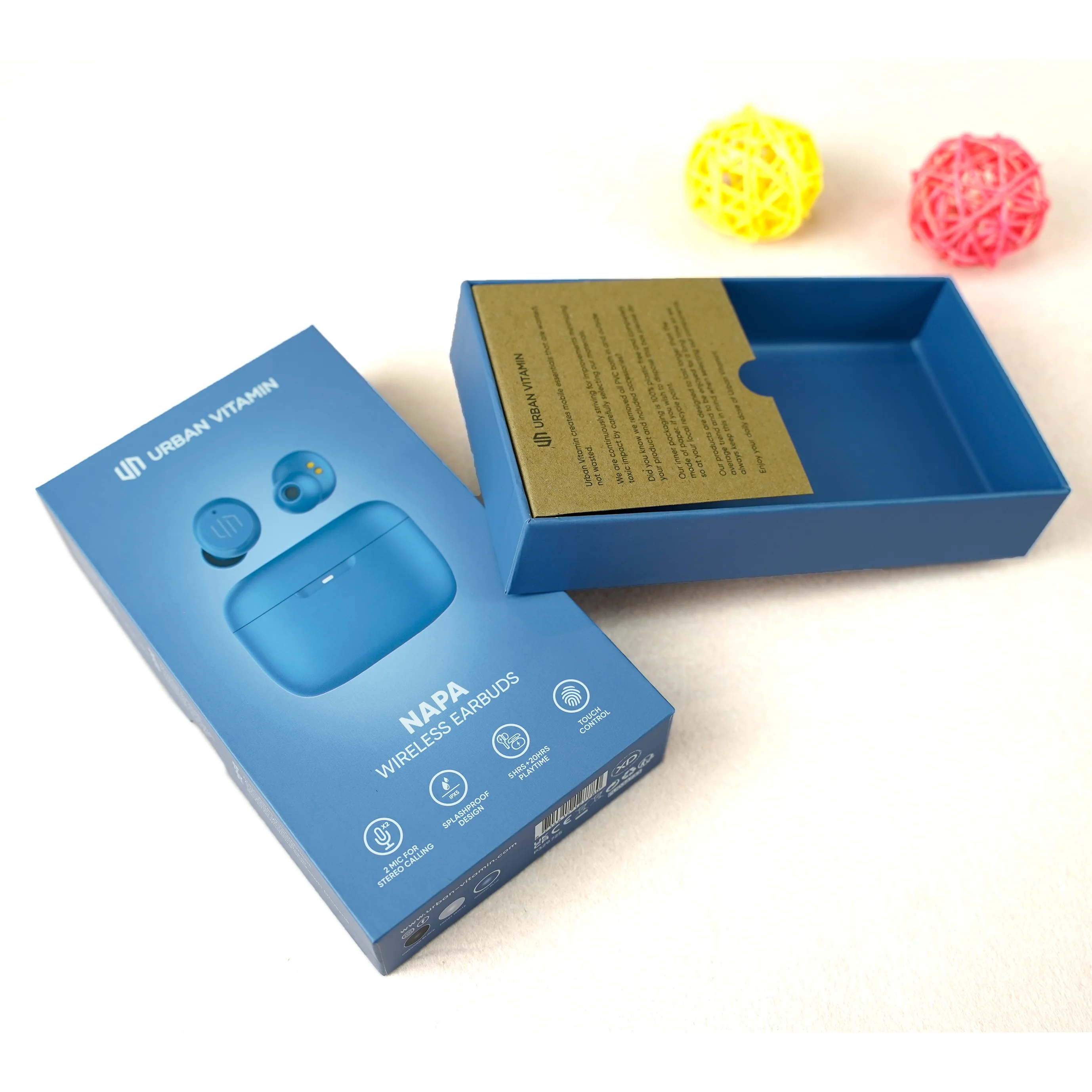 Custom printed Logo Blue Cardboard packaging Smart Electronic wired wireless Bluetooth Earphone Gift boxes