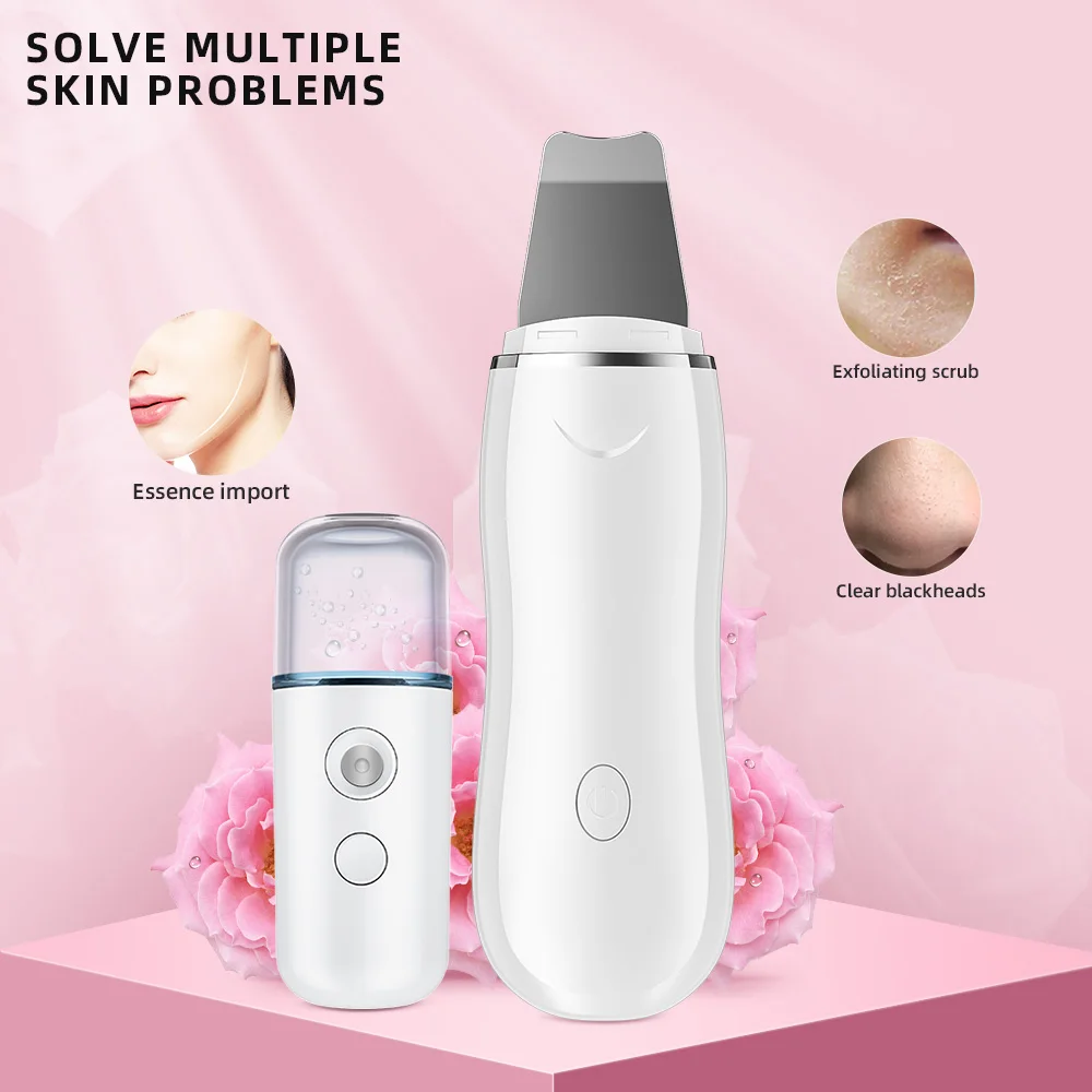 Professional Face Exfoliating Device Peeling Sonic Face Skin Spatula Deep Cleansing Ultrasonic Facial Skin Scrubber