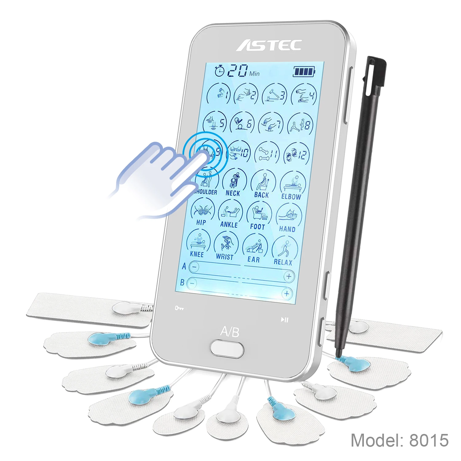 Touchscreen Model 24 Massage Modes 4 Channels Electronic Pulse Massager Pain Relief TENS Machine