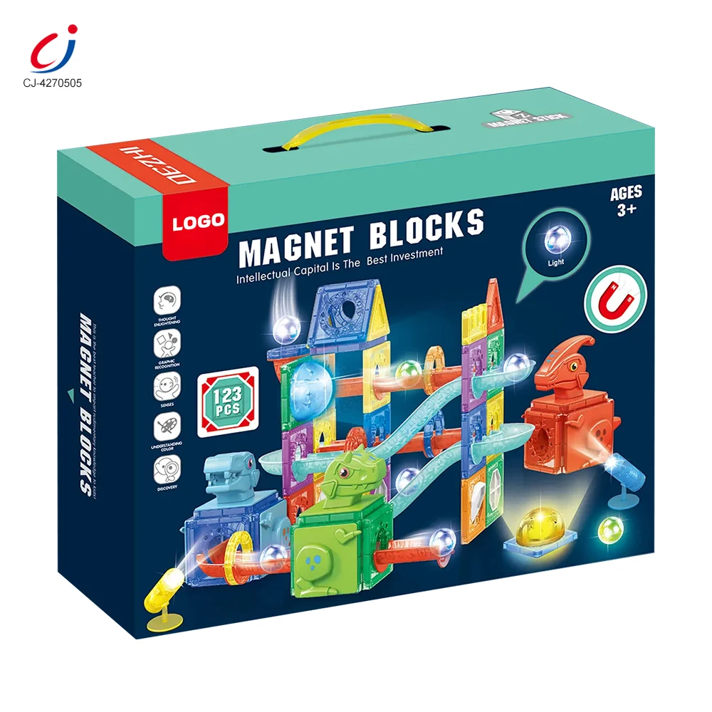 Chengji magnetic dinosaur blocks educational toys 3d magnet lighting ball bearings colorful magnetic building blocks toys