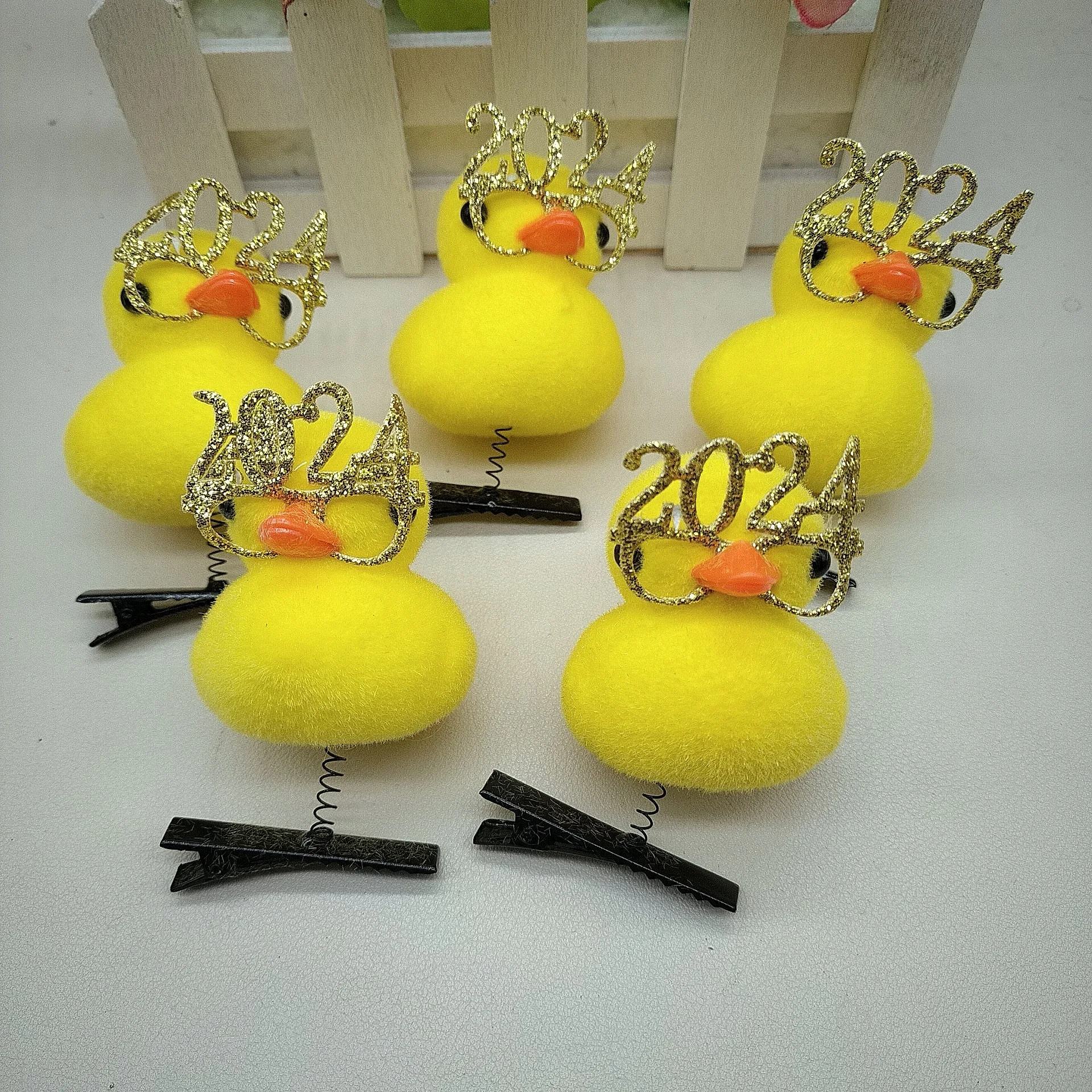 Wholesale Hot Selling Acting Cute Plush Yellow Baby Duck Easter Mini Duck Hairpin Diy Material Hair Clip
