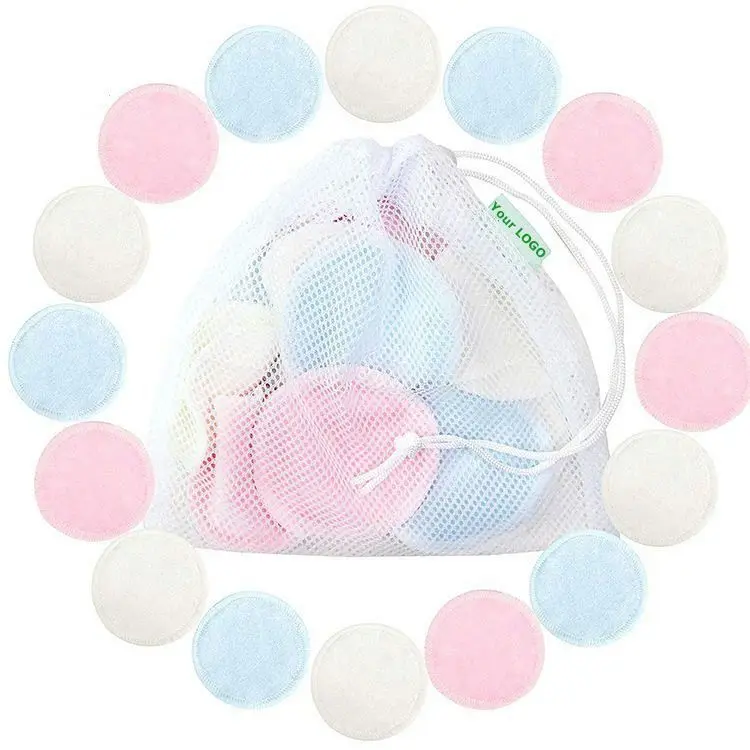 
Wholesale Women Facial Care Reusable Washable Bamboo Cotton Makeup Remover Cleansing Pads Wipes 