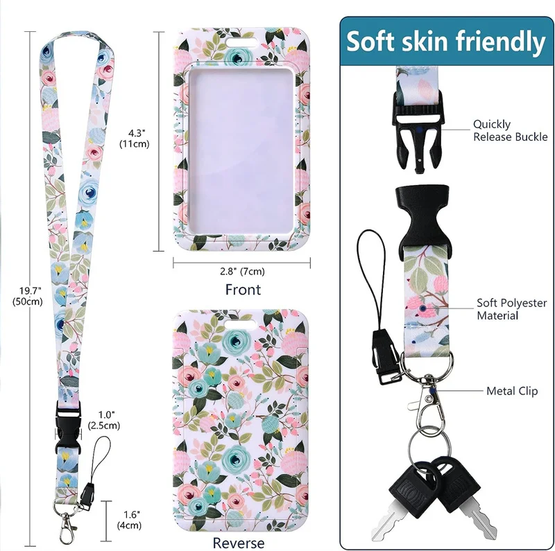 ID Badge Holder with Lanyard and Badge Reel Cute Retractable Name Badge Holder with Lanyard Belt and Reels Swivel Alligator Clip